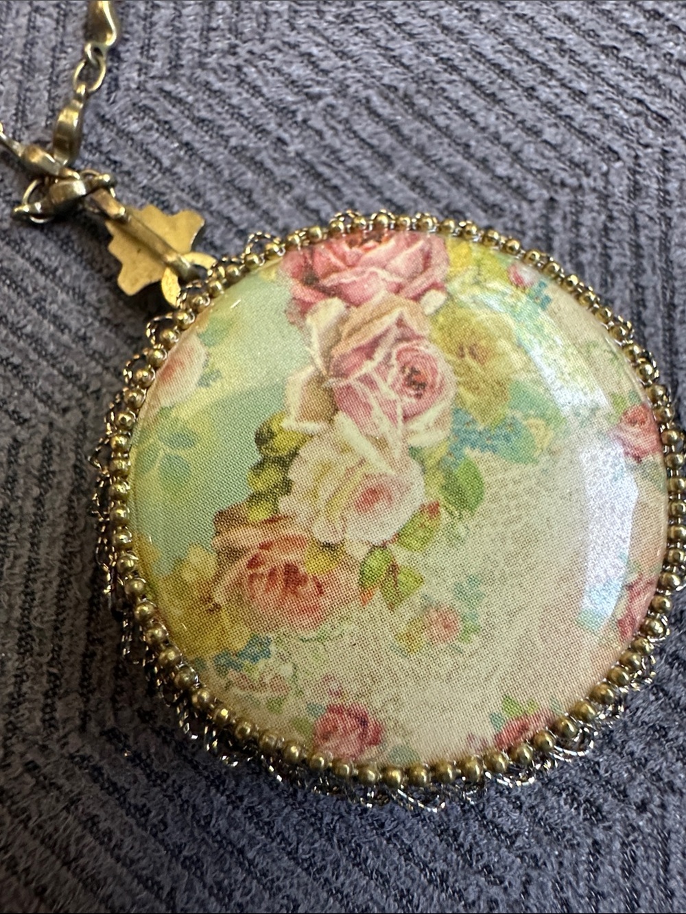 Michal Negrin Gold-tone Layered doubleFloral Locket Necklace - Picture 7 of 9